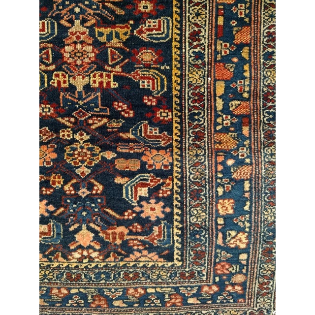 Textile Early 20th Century Persian Senneh Area Rug, Hand-Knotted Allover Herati Geometric Pattern, Navy & Red, 4’ X 6’ For Sale - Image 7 of 10