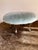 Mid-Century Modern Vintage Hollywood Regency Pleated Sage Green Velvet Round Ottoman Featuring Elegant Cast Brass Cabriole Legs For Sale - Image 3 of 14
