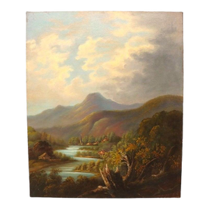 Hudson River School Oil on Canvas River Scene Painting C1890