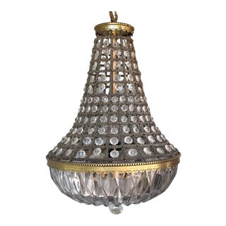 Early 20th Century 2-Light Rewired Empire Crystal Chandelier For Sale