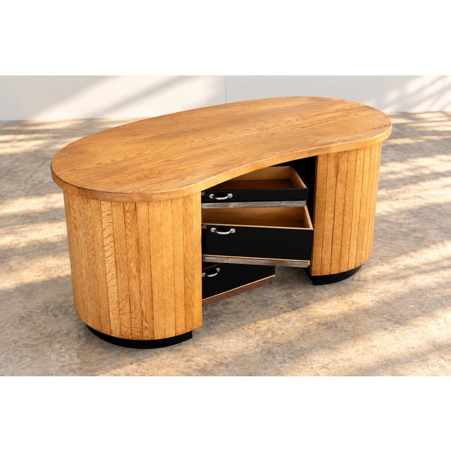 Wood Art Deco Oak Desk, 1950s For Sale - Image 7 of 13