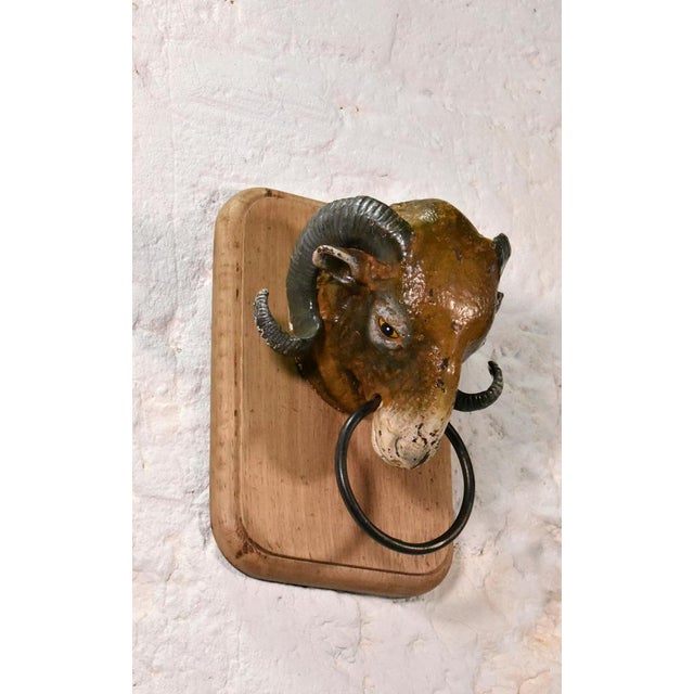 Wood Antique French Rams Head from Butchers Shop, 19th Century For Sale - Image 7 of 10