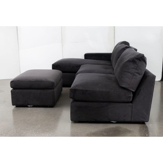 Modern Dark Velvet Upholstered Modular Sofa For Sale - Image 12 of 14