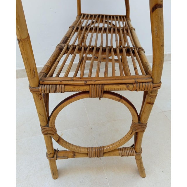 Franco Albini Vintage Bamboo and Wicker Entrance Console attributed to Franco Albini, 1970s For Sale - Image 4 of 12