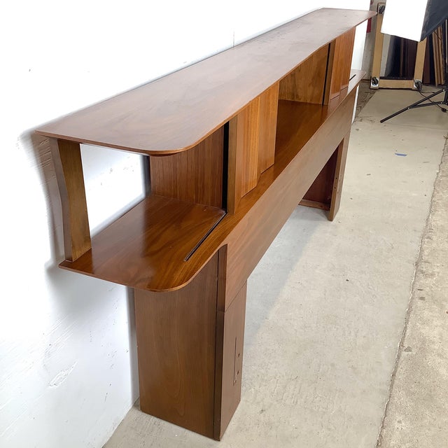Brown Mid-Century Modern Walnut Storage Headboard For Sale - Image 8 of 12