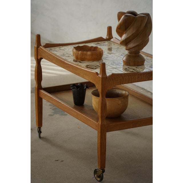 Danish Modern Serving Trolley with Tile Top by Henning Kjærnulf, Denmark, 1960s For Sale - Image 3 of 18