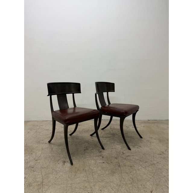 Michael Taylor Bronzed Klismos Garden Chairs With Leather Cushions, 1990s For Sale In Miami - Image 6 of 18
