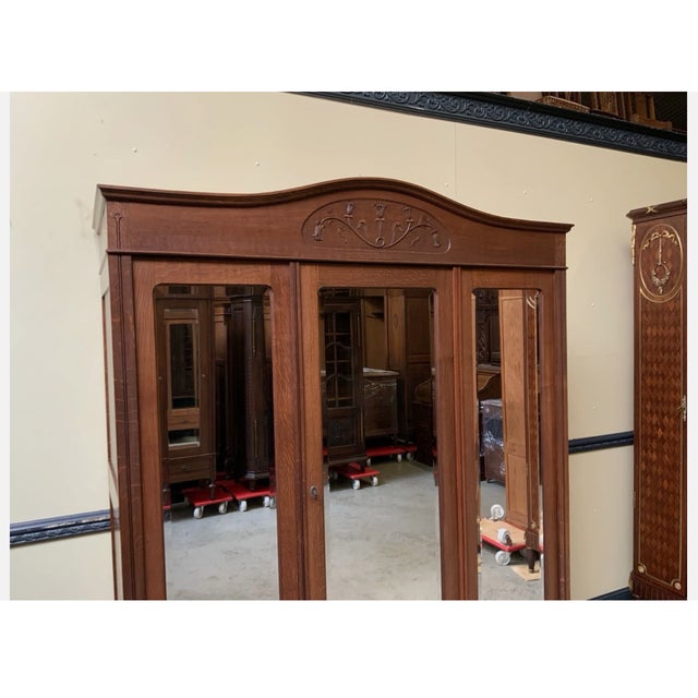 Wood Antique Art Nouveau Wardrobe, 1910 For Sale - Image 7 of 9