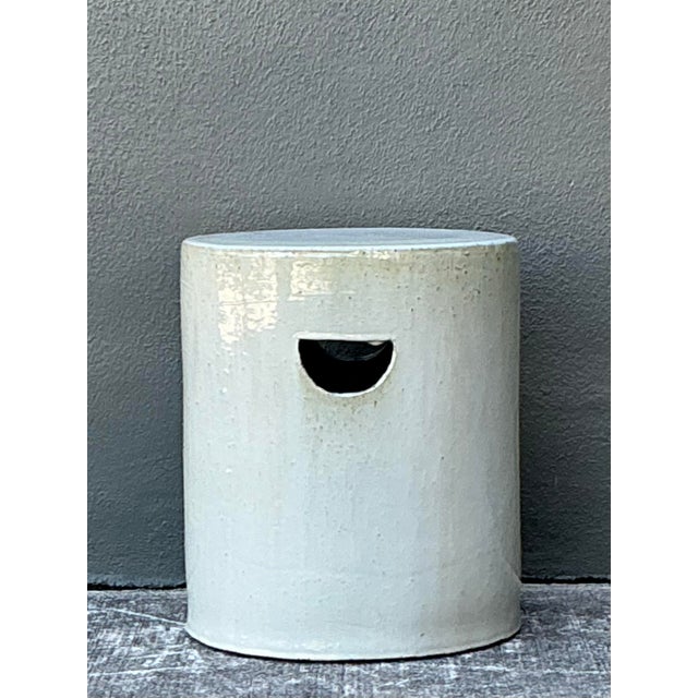 Vintage Glazed Ceramic Cylinder Garden Stools - A Pair For Sale - Image 10 of 12