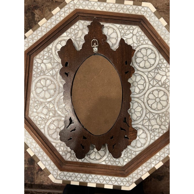 1990s 2000s Small Oval Shape Mother of Pearl Inlaid Mirror For Sale - Image 5 of 5