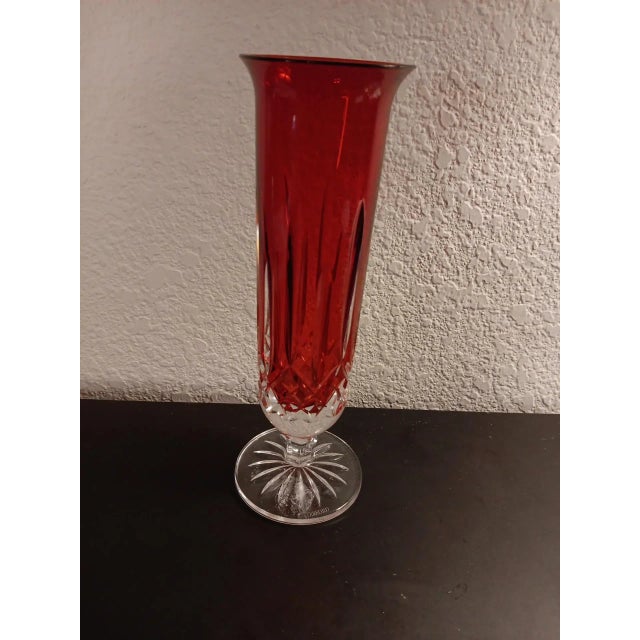 Waterford 1980s Waterford Crystal Lismore Pattern Pedestal Red Bud Vase For Sale - Image 4 of 6