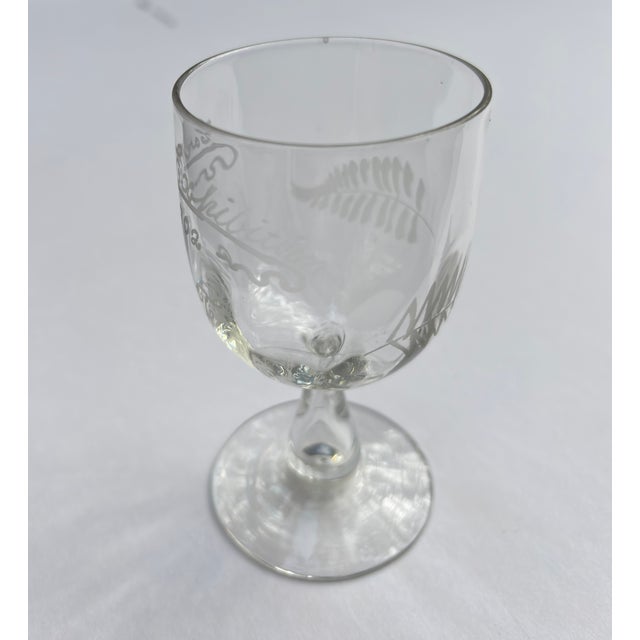 1900 - 1909 Clear 1902 Cork (Ireland) Exhibition Souvenir Etched Stemmed Glass- Rare For Sale - Image 5 of 14