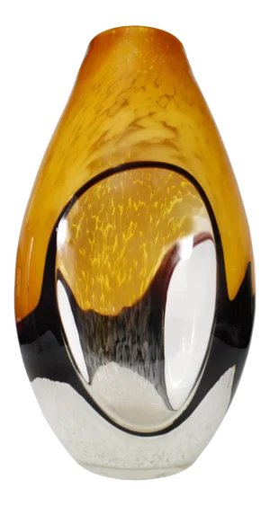 Tall Heavy Handblown Spotted Design Glass Vase