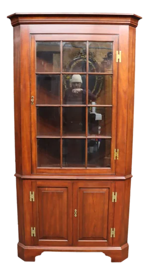 Henkel Harris Cherry Lighted Corner Cabinet