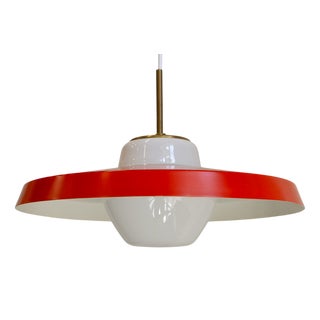 Danish Red and Opaline Pendant by Lyfa, 1950s For Sale