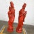 Breathtaking vintage Asian Style Chinoiserie large decorative statues 1 male and 1 female comprised of bright red plastic-...
