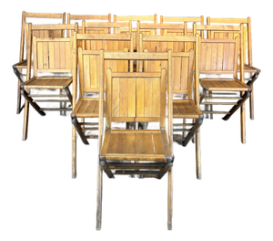 Midcentury Vintage Wooden Stackable Folding Chairs From Maine -Set of 12