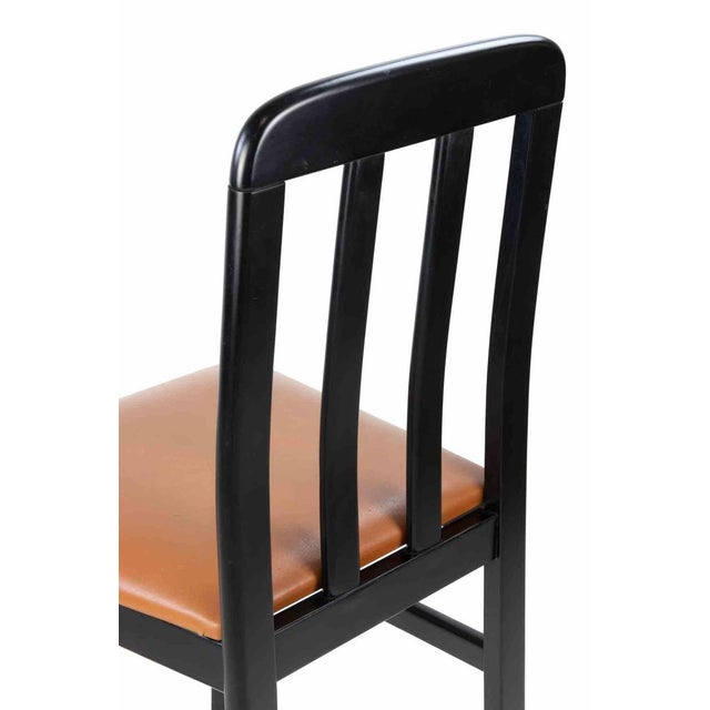 Vintage Art Deco Chairs in Lacquered Wood and Leather, Italy, 1970s For Sale - Image 3 of 7
