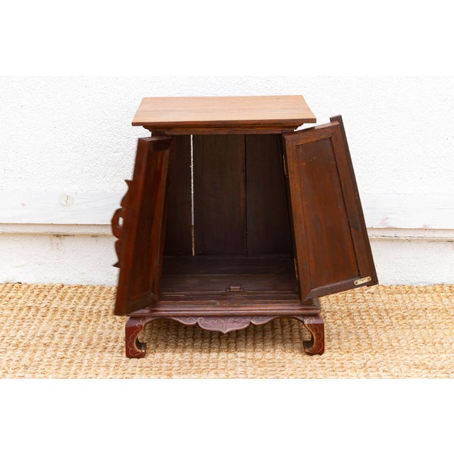Asian Antique Small Mid-20th Century Hand Painted Thai Cabinet For Sale - Image 3 of 9