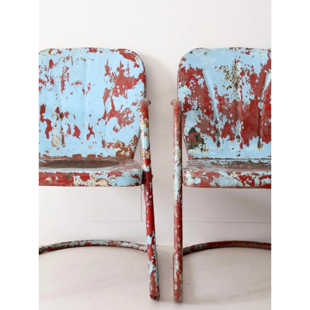 Mid-Century Metal Patio Chairs Pair For Sale - Image 11 of 12