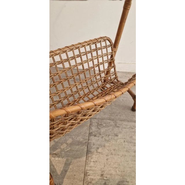 French Rattan Magazine Rack, 1975 For Sale - Image 4 of 9