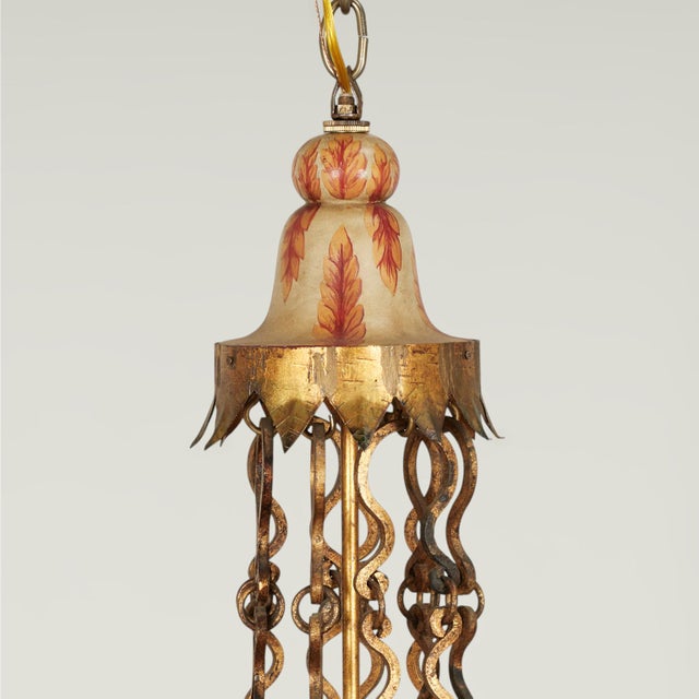 1920s Antique Italian Gilt Metal and Painted Wood Chandelier For Sale - Image 5 of 11