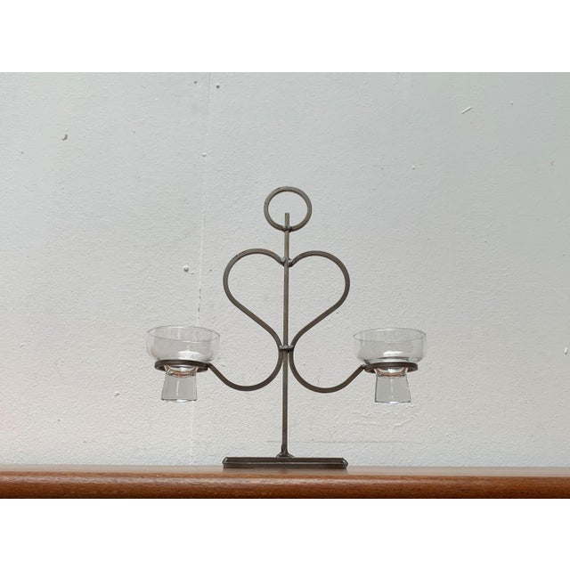 Mid-Century Danish Metal and Glass Candleholder, 1960s For Sale - Image 5 of 18