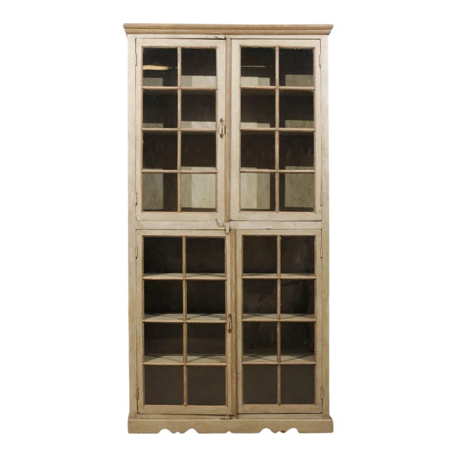 Mid-20th Century Painted Glass Door Cabinet For Sale