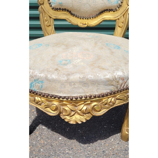 Mid 20th Century Mid 20th Century A Pair of Oversized Gilt Wood Rococo French Armchairs For Sale - Image 5 of 13
