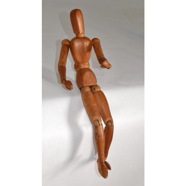 1950 Morilla Maniquette Japan Large Carved Wood Articulated Mannequin Figure For Sale - Image 15 of 15
