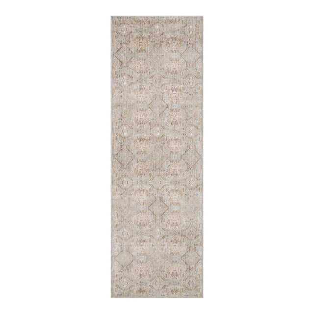 Amber Lewis x Loloi Zuma Silver / Multi 2'-7" x 7'-9" Runner Rug For Sale