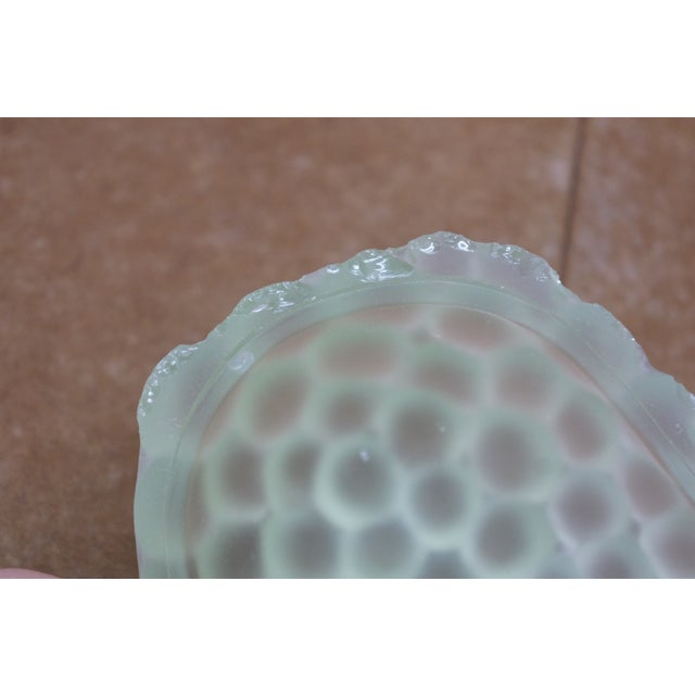 Green Antique French Green Uranium Glass Grape Cluster Compote Trinket Box 6" For Sale - Image 8 of 16