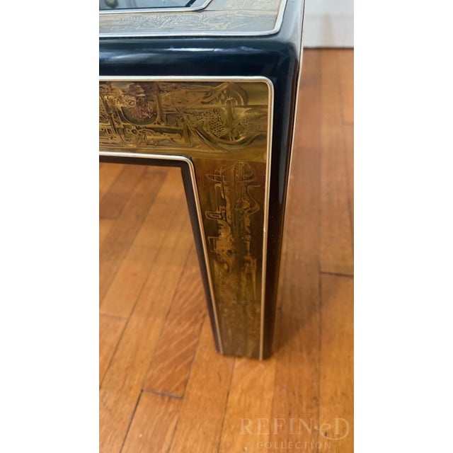 Acid-Etched Brass & Glass Coffee Table, C. 1960s–1970s For Sale - Image 9 of 15