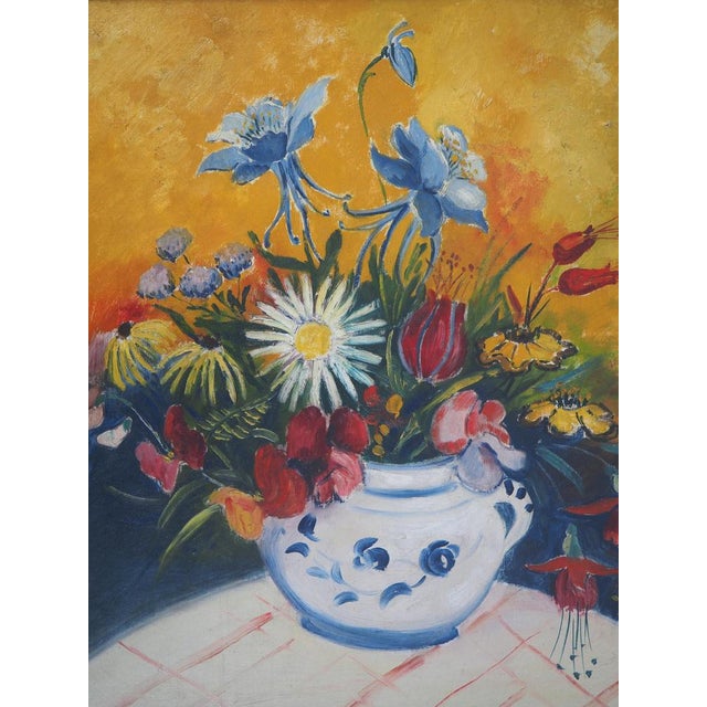 Elisée Maclet, Bouquet in a Ceramic Pot, 1929, Oil on Canvas For Sale - Image 3 of 9