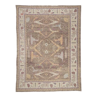 Contemporary Turkish Oushak Rug, 10'01 X 13'05 For Sale
