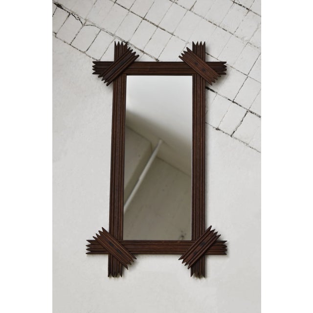 Antique Elongated Cross-Hatch Mirror, Circa Early 20th Century For Sale - Image 13 of 18