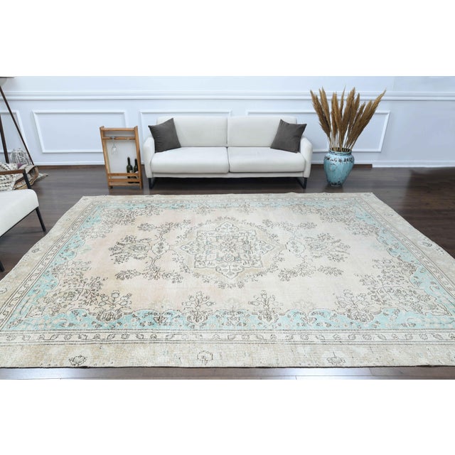 1970s Vintage Persian Handmade Wool Cotton Beıge Area Rug For Sale - Image 11 of 11