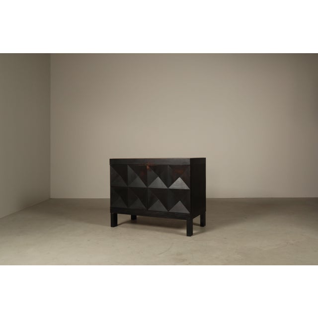 Brutalist Bar Cabinet in Ebonized Oak by Jean Batenburg for MI, Belgium, 1960s For Sale - Image 11 of 17