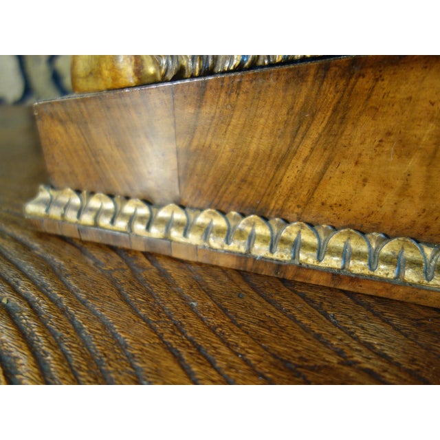 Traditional Italian Empire Walnut Psyche Table Mirror with Gold Gilt Swans and Ebony Inlay For Sale - Image 3 of 12