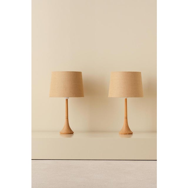 Pine Table Lamps, Sweden, 1970s, Set of 2 For Sale - Image 3 of 8