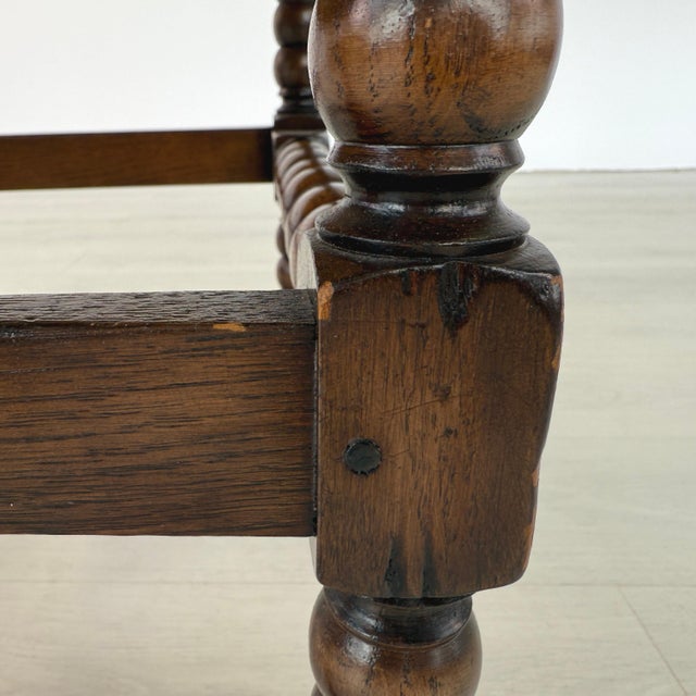 Brown Late 19c Oak and Leather Dining Chairs – Set of 8 For Sale - Image 8 of 15