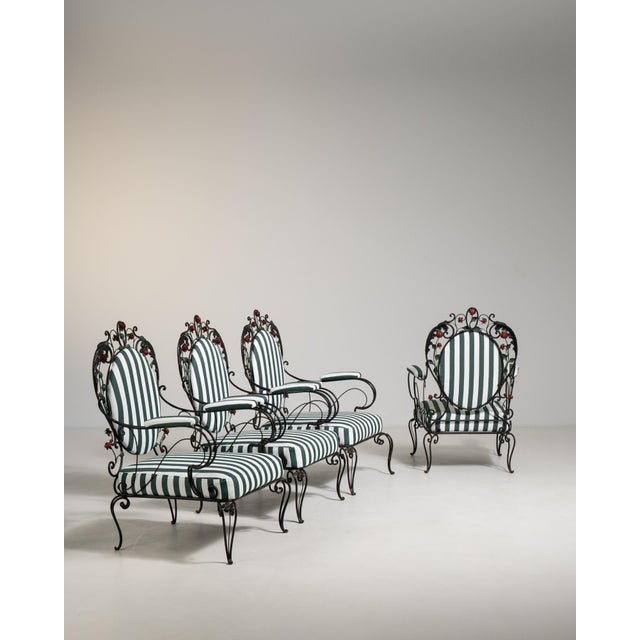 1950s Black Iron Set of 4 Outdoor Chairs For Sale - Image 15 of 17