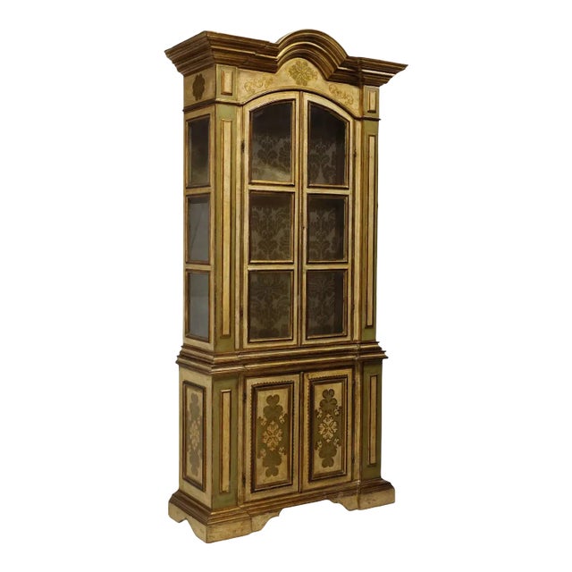 1950s Vintage, Venetian, Paint Decorated, Parcel Gilt, Display Bookcase For Sale