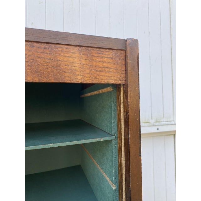 Industrial Oak Roll-Top Filing Cabinet, 1970s For Sale - Image 3 of 17