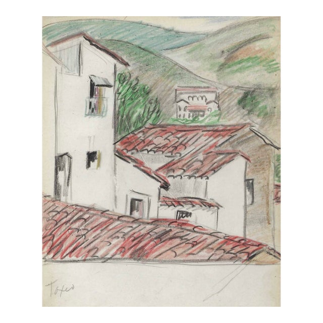 1950s Grace Spongberg Taxco Mexico Drawing For Sale