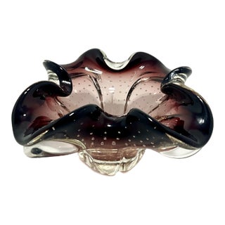 1960s Nasco Murano Amethyst Glass Ashtray With Bullicante For Sale