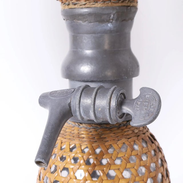 Set of Three Vintage French Caned Seltzer Bottles For Sale In West Palm - Image 6 of 10