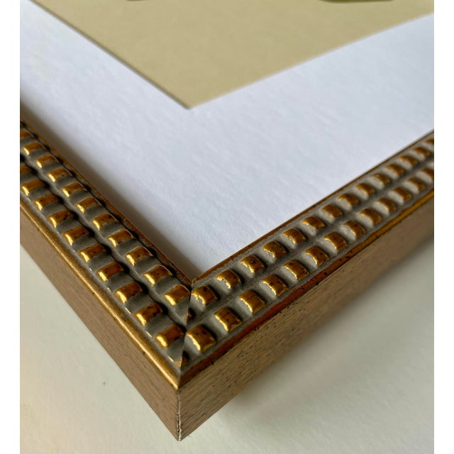 Abstract minimalist acrylic painting on French hand crafted cotton paper. Framed in a gold frame. All works on paper are...