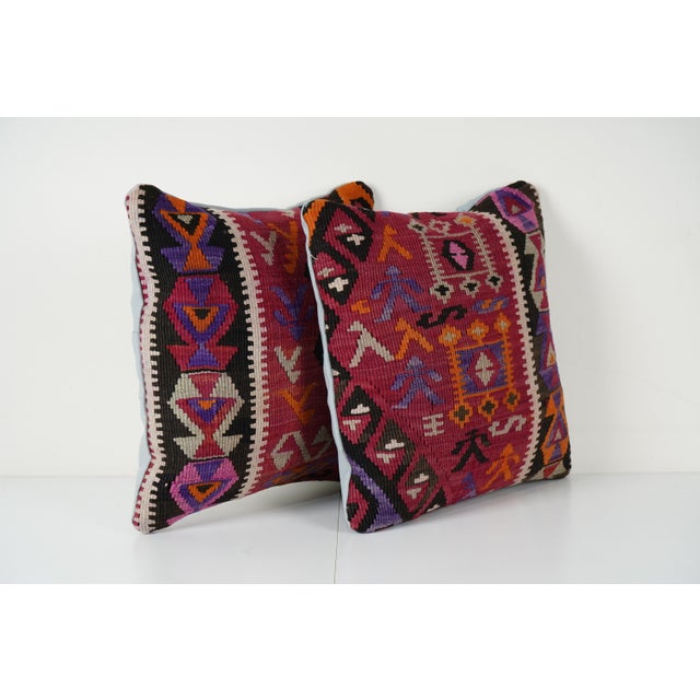 Mid-Century Modern Striped Kilim Pillow - A Pair For Sale - Image 3 of 4