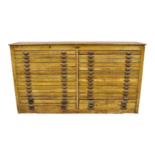 Fred K. Ullmer London Double 32 Drawer Map Makers Flat File Printers Cabinet For Sale